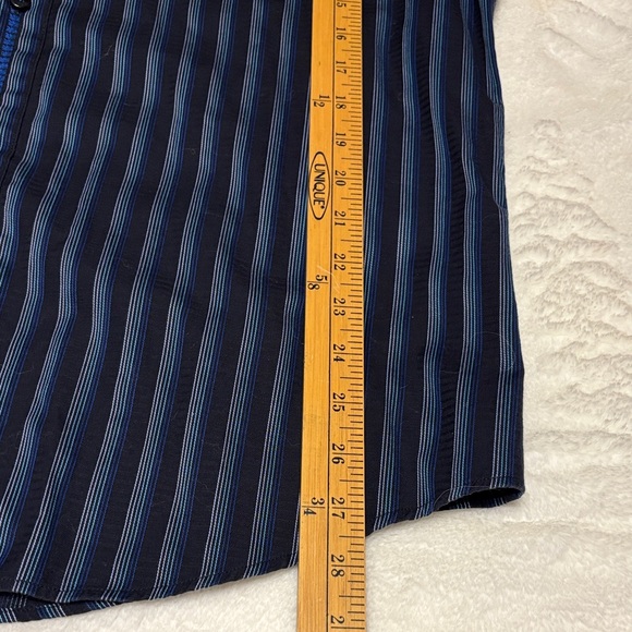 Men's Striped Button-Down Shirt in Blue and Black by Zagiri - Picture 5 of 11